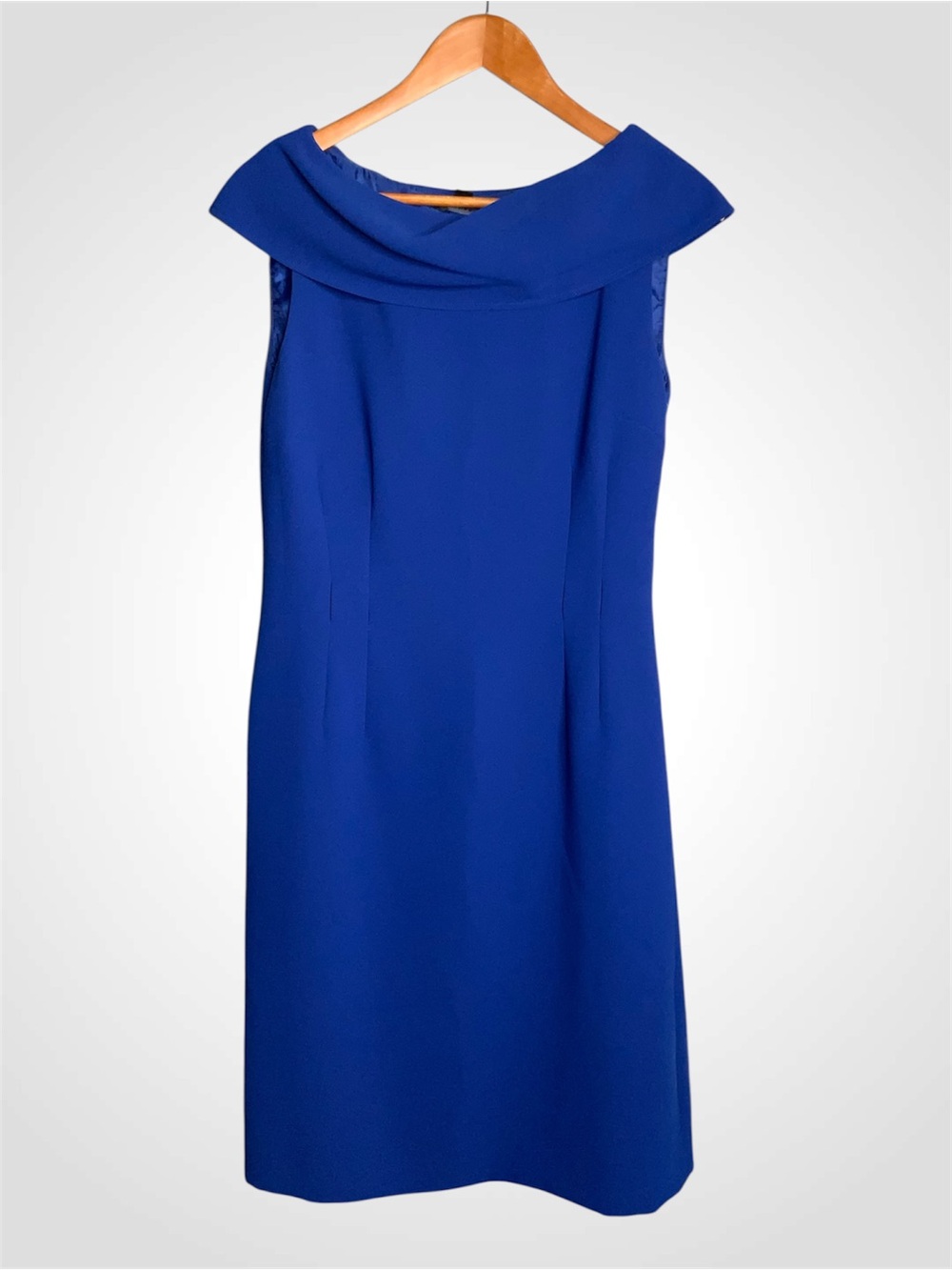 Tahari Cobalt Blue Cawl Neck Sleeveless Sheath Midi Dress - 10